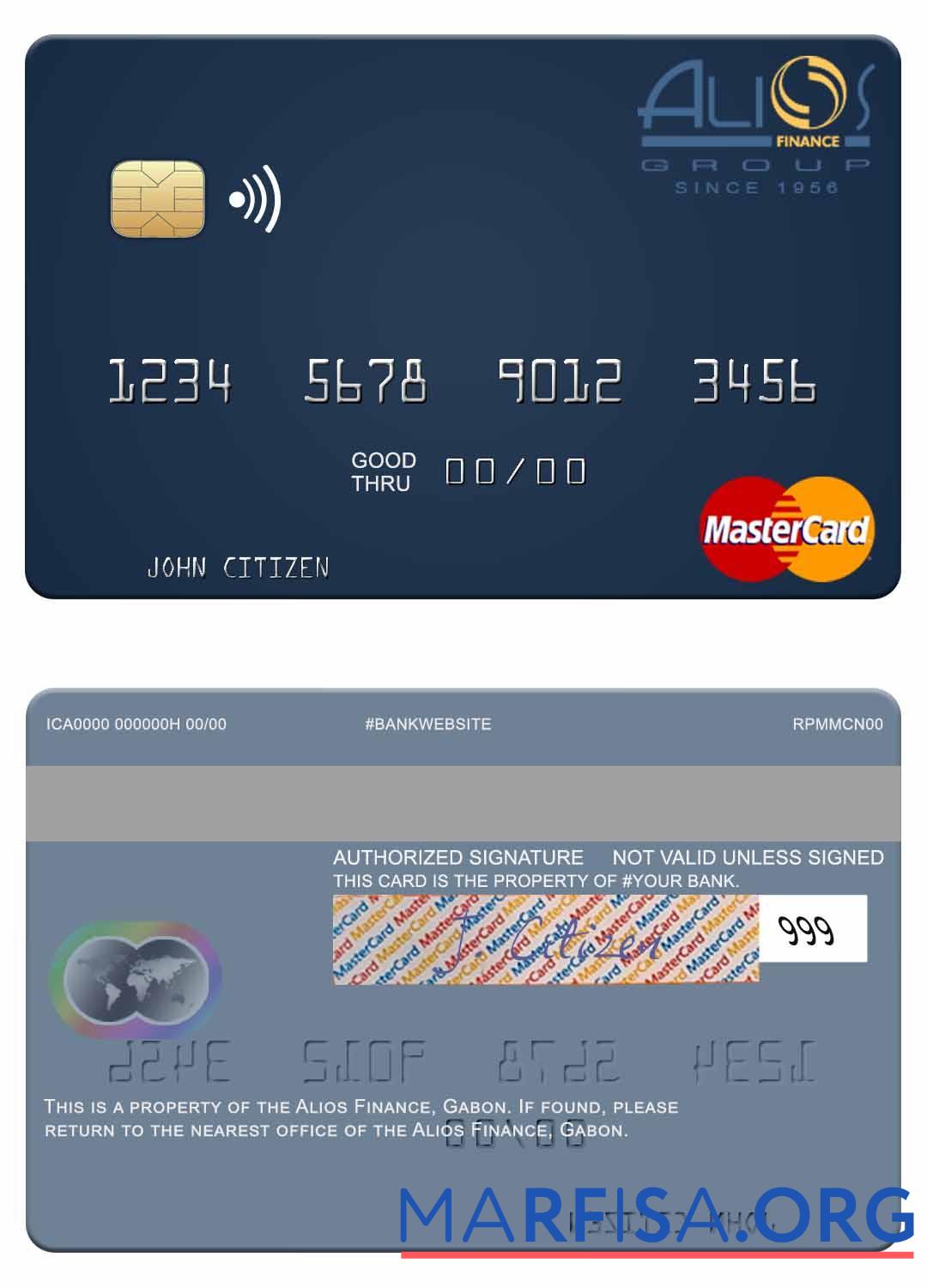 Downloadable Gabon Alios Finance mastercard sample